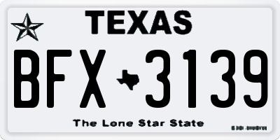 TX license plate BFX3139