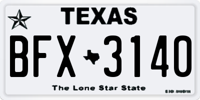 TX license plate BFX3140