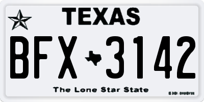 TX license plate BFX3142