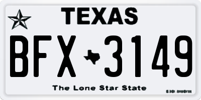 TX license plate BFX3149