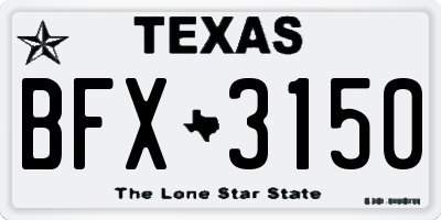 TX license plate BFX3150