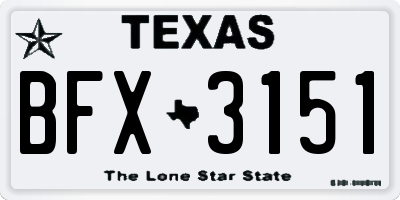 TX license plate BFX3151
