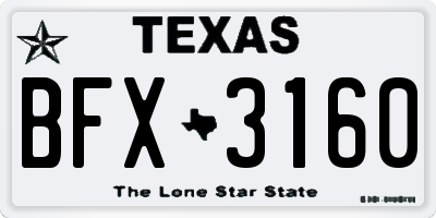 TX license plate BFX3160