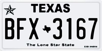TX license plate BFX3167