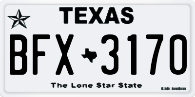 TX license plate BFX3170
