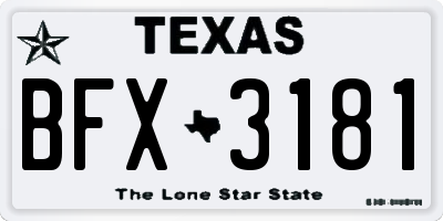 TX license plate BFX3181