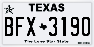 TX license plate BFX3190