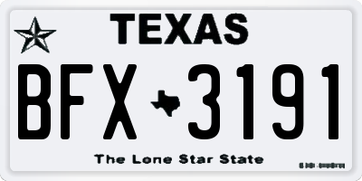 TX license plate BFX3191