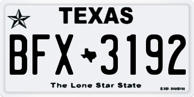 TX license plate BFX3192