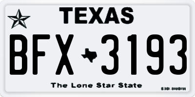 TX license plate BFX3193