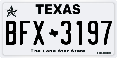 TX license plate BFX3197