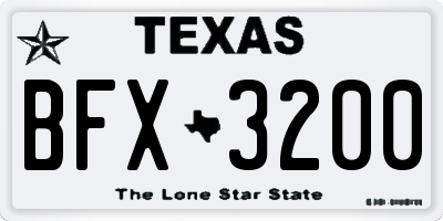 TX license plate BFX3200