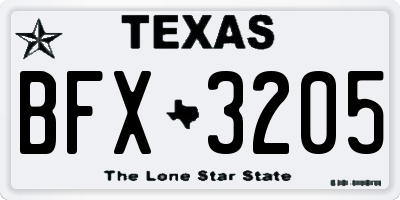 TX license plate BFX3205