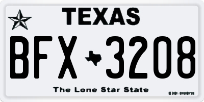 TX license plate BFX3208
