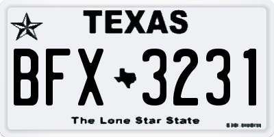 TX license plate BFX3231