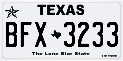 TX license plate BFX3233