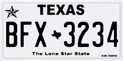 TX license plate BFX3234