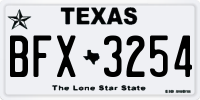 TX license plate BFX3254