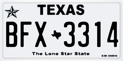 TX license plate BFX3314