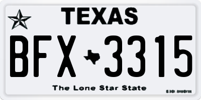 TX license plate BFX3315