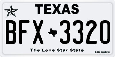 TX license plate BFX3320