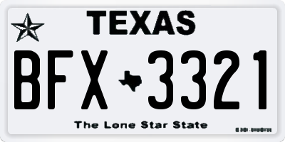 TX license plate BFX3321