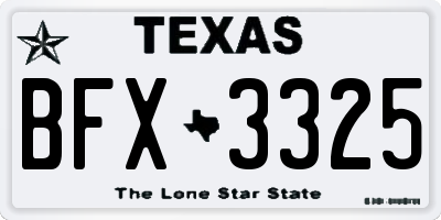 TX license plate BFX3325