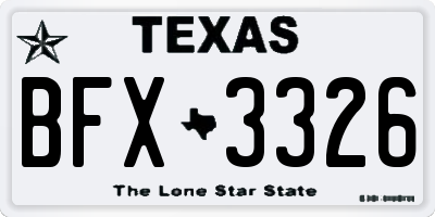 TX license plate BFX3326
