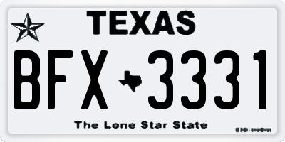 TX license plate BFX3331