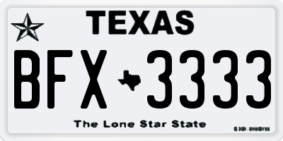 TX license plate BFX3333
