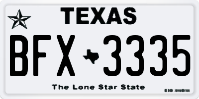 TX license plate BFX3335
