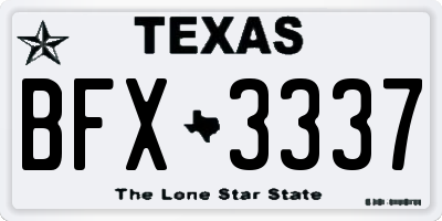 TX license plate BFX3337