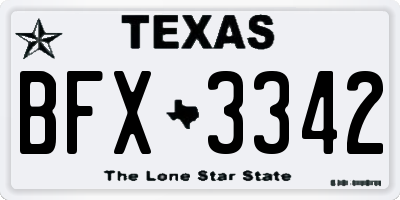 TX license plate BFX3342