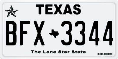 TX license plate BFX3344