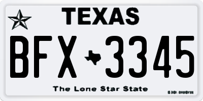 TX license plate BFX3345