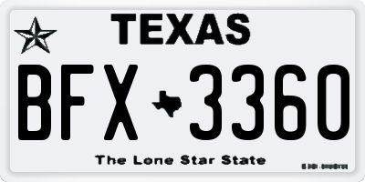 TX license plate BFX3360