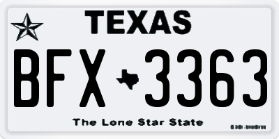 TX license plate BFX3363
