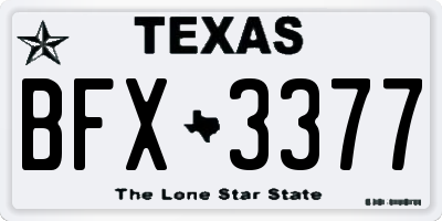 TX license plate BFX3377