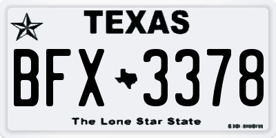 TX license plate BFX3378
