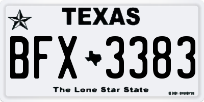 TX license plate BFX3383