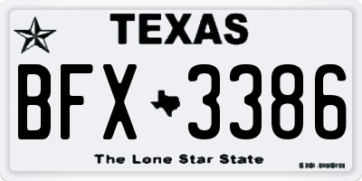 TX license plate BFX3386