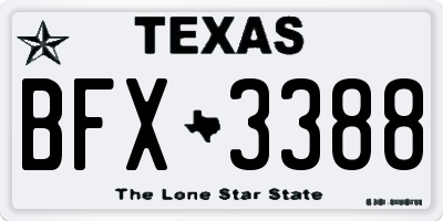TX license plate BFX3388
