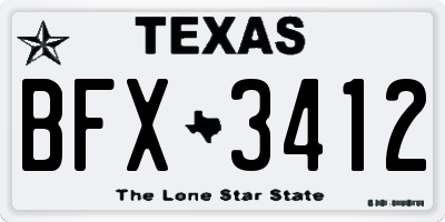 TX license plate BFX3412