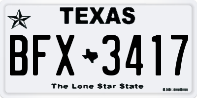 TX license plate BFX3417