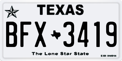 TX license plate BFX3419