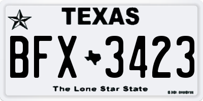 TX license plate BFX3423