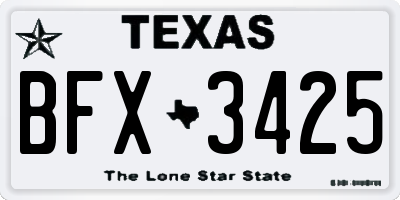 TX license plate BFX3425