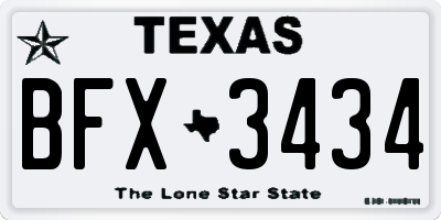 TX license plate BFX3434
