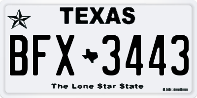 TX license plate BFX3443