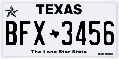 TX license plate BFX3456